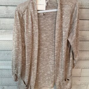 Croft & Barrow Beige Open-Front Cardigan